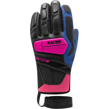 Racer Racing Pro Gloves – Blue‑Tinted Pink/Black Combo