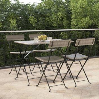 Bistrò Polyrattan 4x Sedie Pieghevoli Grigie