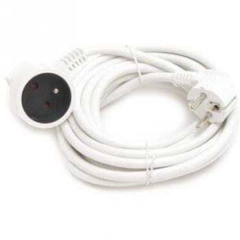 Rallonge secteur 2P+T 3 m coudée droite blanche