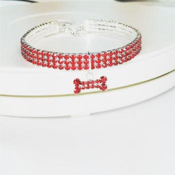 Collier étanche en strass à trois filets pour animaux de compagnie