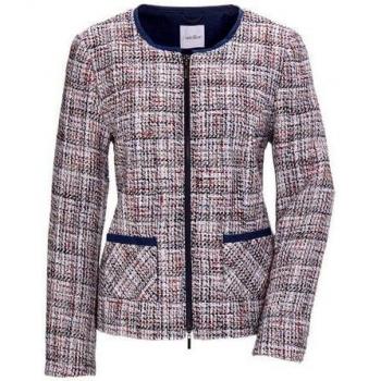Blazer Blanc Sophistiqué – Tissu Bouclette et Passepoil en Jean
