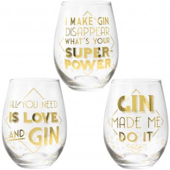 Lesser Pavey Golden Gin Stemless 3‑Pack