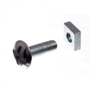 Roofing Bolt Cross Head 6mm M6 x 20mm Length BZP with Square Nuts (Pack of 50)