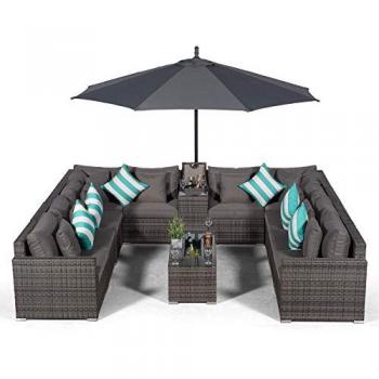 Havana 10-Seat Rattan Lounge Set with Armrests and Ice Bucket
