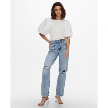 Only Onlrobyn Jeans Mujer Azul Pierna Recta Alta