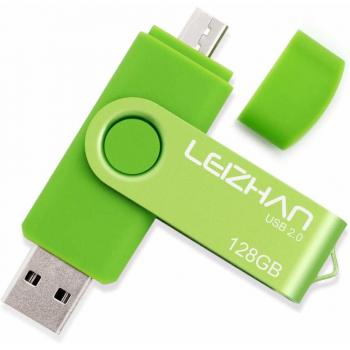LEIZHAN Clé USB 2.0 Double Port OTG 128Go Mémoire Stick pour Android et PC