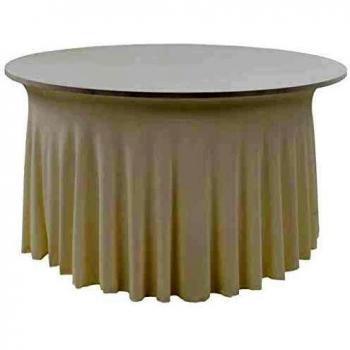 180x74 cm Cream Stretch Table Cover with Skirt