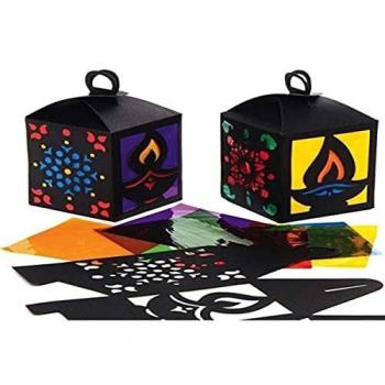 Kit Lanterne Diwali AX308 (Baker Ross) – Set di 4 con vetro colorato per neonati