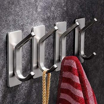 AlloyWall Hook Bundle – 4 Pack Stick-On Towel & Coat Holders