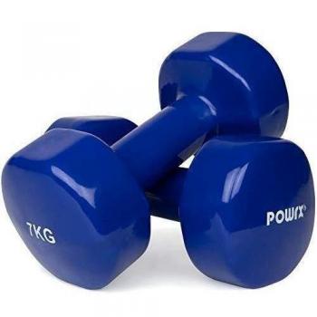Vinyl Hanteln für Gymnastik (2 x 7 kg, Dunkelblau) von POWRX