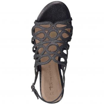 Tamaris Damen Riemensandale – Schwarz, 41 EU