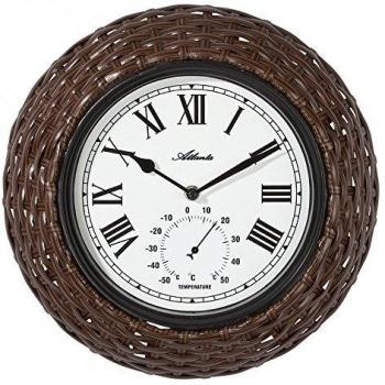 Atlanta Wanduhr 4477 Quarz Braun mit Thermometer