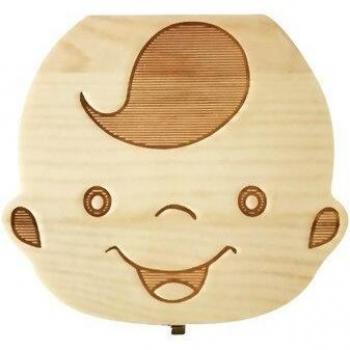 Caja Organizadora de Dientes de Leche de Madera para Bebés con Compartimento Umbilical