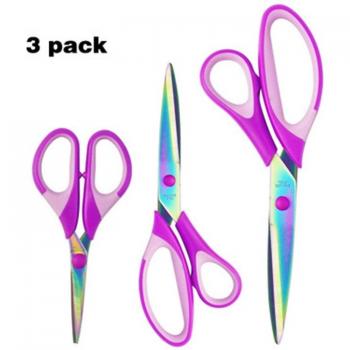 3-Set Scissors – Multipurpose Office/School/Home/Kitchen Craft Kit with Small, Medium, Large Blades – Ideal for Sewing, Embroidery, Scrapbooking