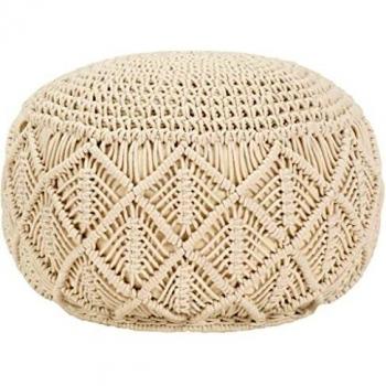 Artisanal Macrame Pouf in Cotton by vidaXL, 45x30 cm