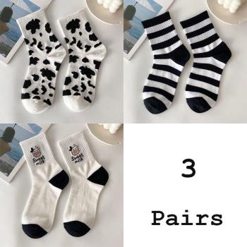 Black & White Moo Pattern Socks Set (3 Pairs)
