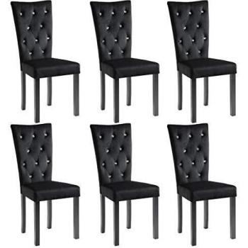 VidaXL Black Velvet Dining Chair Set of 6