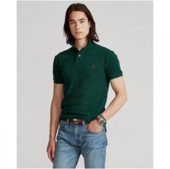 Polo Ralph Lauren Poloshirt mit Label-Stitching in Dunkelgrün, Größe S