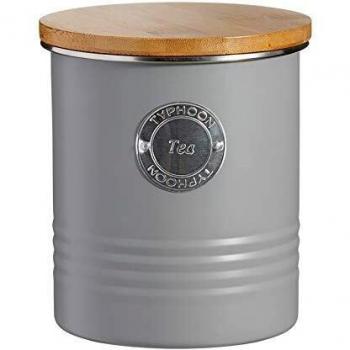 Grey Tea Storage Canister with Bamboo Top