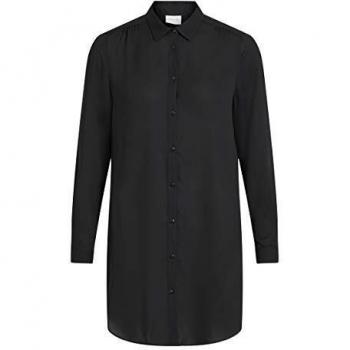 Camicia a maniche lunghe con bottoni, colore nero, stile Lucy, taglia 44