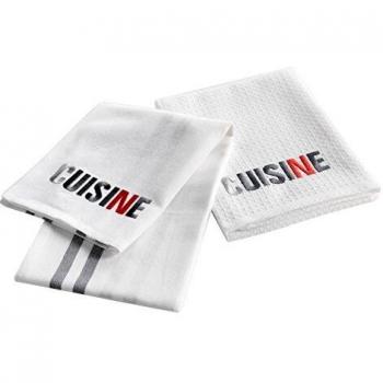 Torchons brodés nid d’abeille, cuisine top, gris 50×70 cm – Duo 1730519