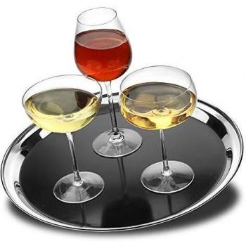 SipSecure 14 Non-Slip Stainless & PVC Waiters Tray