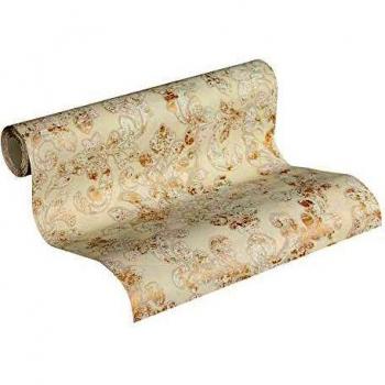Papel Pintado Clásico Beige y Dorado
