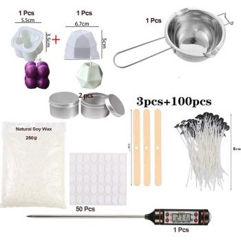 Kit Complet de Fabrication de Bougies, Pot Verseur, Mèches Autocollantes, 1 Pièce