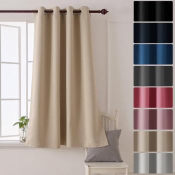 Deconovo Solid Curtain Thermal Insulated Blackout Curtain Eyelet Curtain for Kitchen 52x 54 Beige 1 PANEL