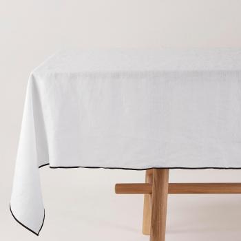 Blanc Madura Nappe carré en lin léger froissé 170 cm x 170 cm