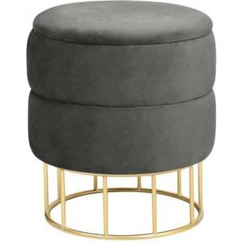 Pouf de Rangement AKORD ELZA en Velours Graphite 42 cm