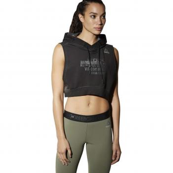 Reebok Combat Glory Women's Black Sleeveless Cropped Hoody