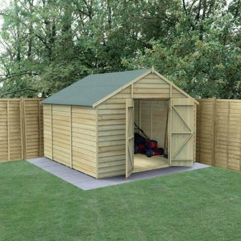 Forest Woodland Heavy Duty 10ft x 10ft Pressure Treated Overlap Apex Doorless Shed with Guaranteed Lifespan of 25 Years