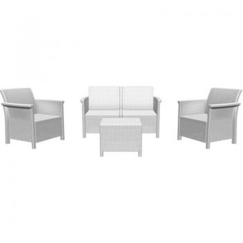 Set Sala da Bar in Rattan 4 Persone White