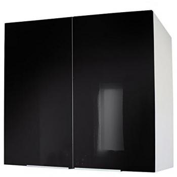 Berlenus CP8HN Meuble Haut de Cuisine Noir Haute Brillance 80 cm