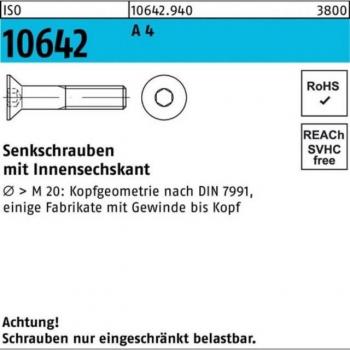 Vis à tête conique ISO 10642 M24x110 A4 1 pièce