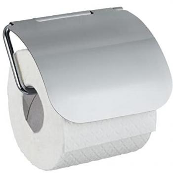 WENKO Static-Loc® Plus Toilettenpapierhalter mit Deckel Osimo, chrom