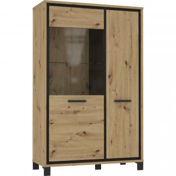 Highboardvitrine L TRONDHEIM, Artisan Eiche / Schwarz Eiche