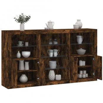 Smoked Oak Vidaxl Sideboard with Built-in LED Lights (181.5 x 37 x 100 cm)