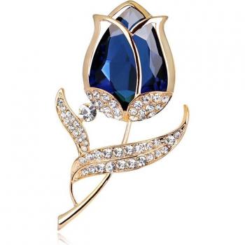 Broche fleur de rose rouge en alliage pour femmes