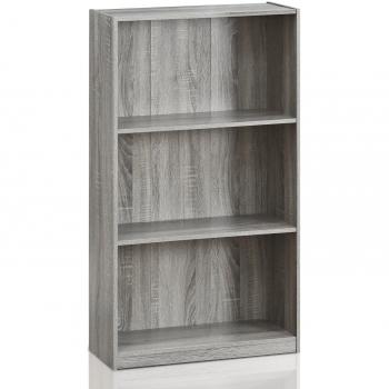 Furinno 39.5″ French Oak Grey 3‑Tier Storage Shelf