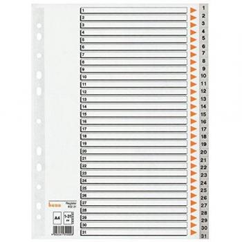 Indice Cartelle Grigio 1‑31 per Classificatore – Set Completo
