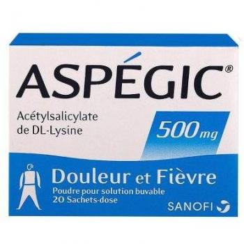 ASPEGIC 500mg adultes bte 20 (Acide Acétylsalicylique)