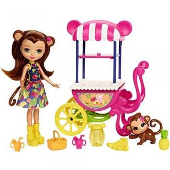 Playset Enchantimals avec Figurine de Singe et Chariot de Fruits