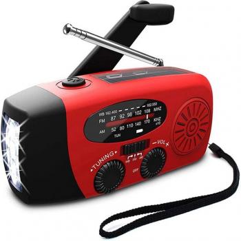 Dynamo Radio met Zonne-energie, LED Zaklamp en Powerbank
