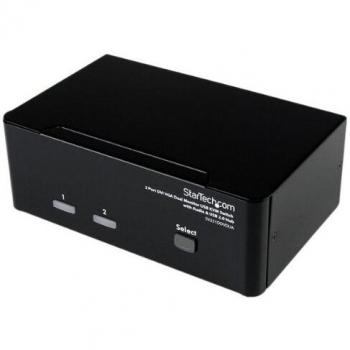 Switch KVM 2 Puertos con Doble Monitor DVI VGA y Audio