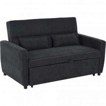 HOMCOM Bettsofa 2-Sitzer, Klappsofa mit Schlaffunktion, verstellbarer Winkel, Schwarz, 148 x 82 x 89 cm