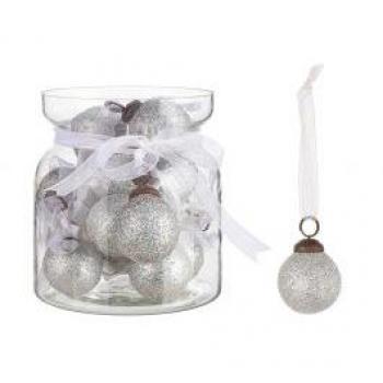 Mini Decorazione Natalizia Pallina Argento con Fiocco 2,5xH2,5CM