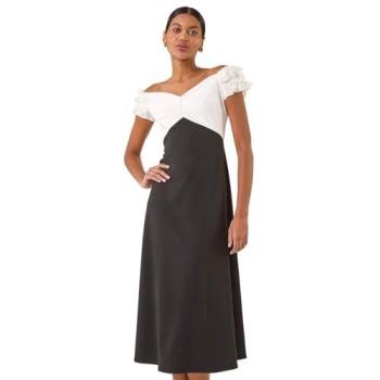 Robe Bardot Noire avec Fronces Roman