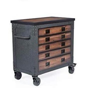 Duramax 36-Inch 5-Drawer Wooden Top Rolling Tool Storage Cabinet